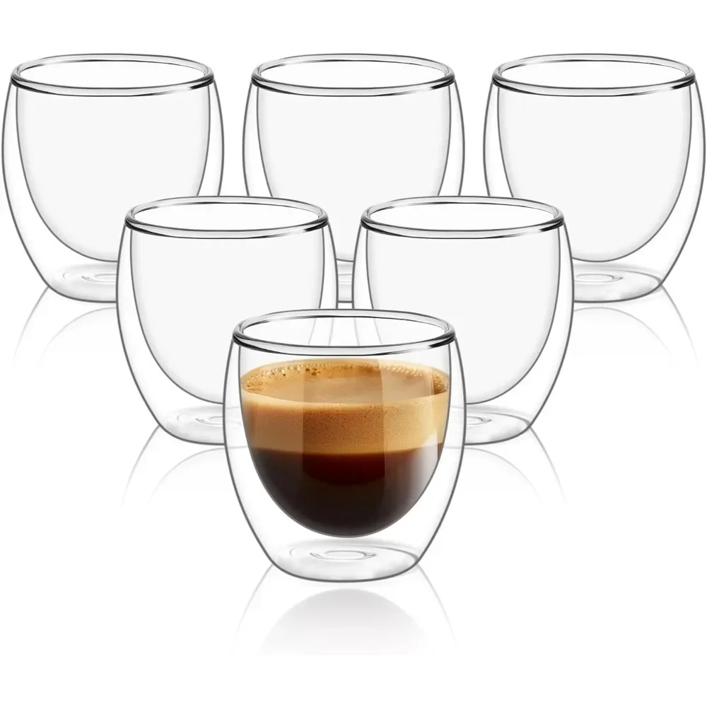 Espresso Shot Glass - 6 adet Temizle Çift Duvar Cam
