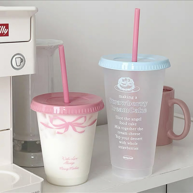 Coffee Equipment Eu - Kawaii Su Kapaklı Bardak Saman Kahve