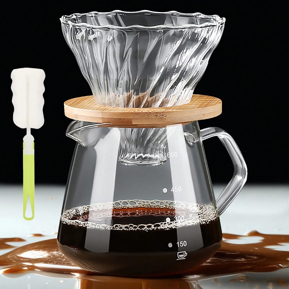 Coffee Equipment Pour Over - Demleme Kahve Makinesi Seti, Temizleme Fırçalı